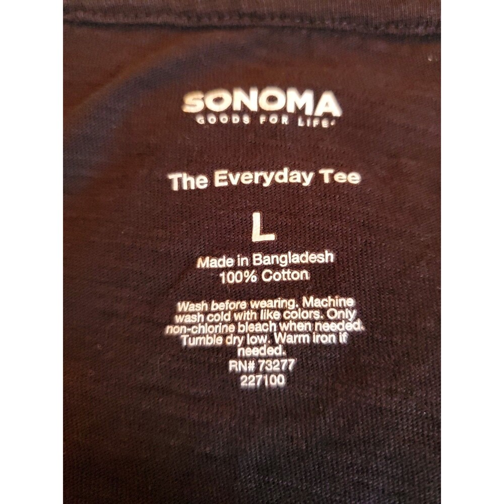 Sonoma Women's Everyday T Size Large Black 100% Cotton Long Sleeve V Neck - Picture 7 of 7